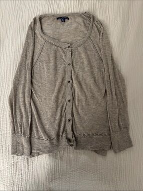 American Eagle Neutral Taupe Button-Up Wool Blend Cardigan